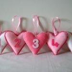 Pink Heart Number Decorations